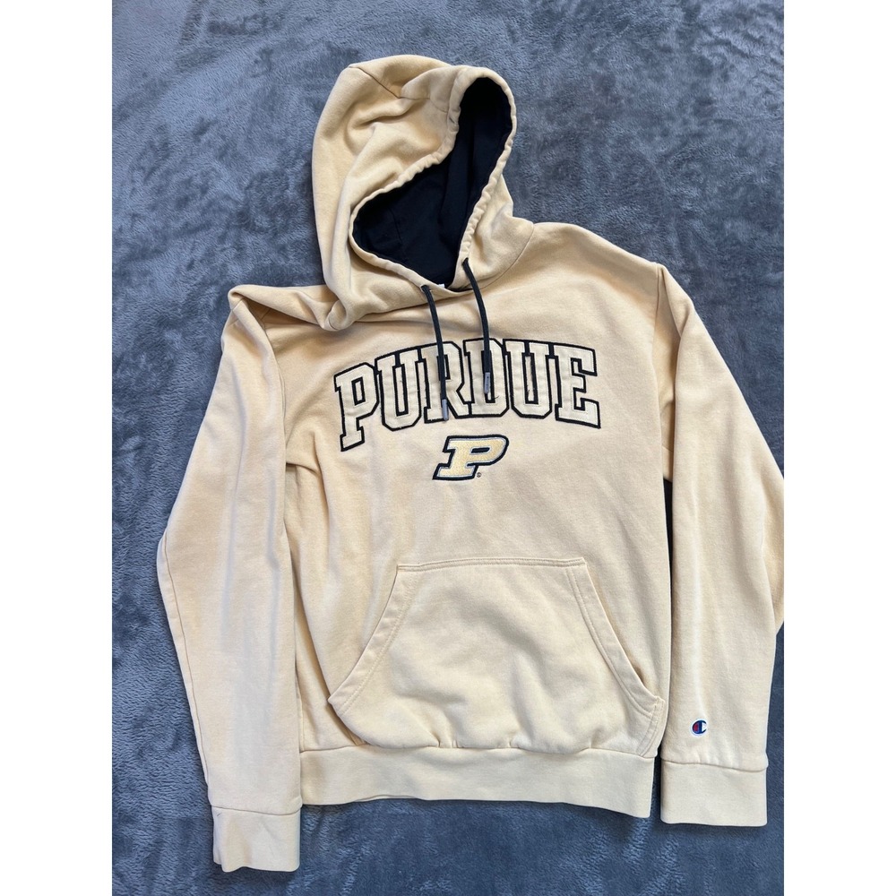 Vintage Purdue Boilermakers Hoodie Sweatshirt Mens Small Yellow NCAA College 90s